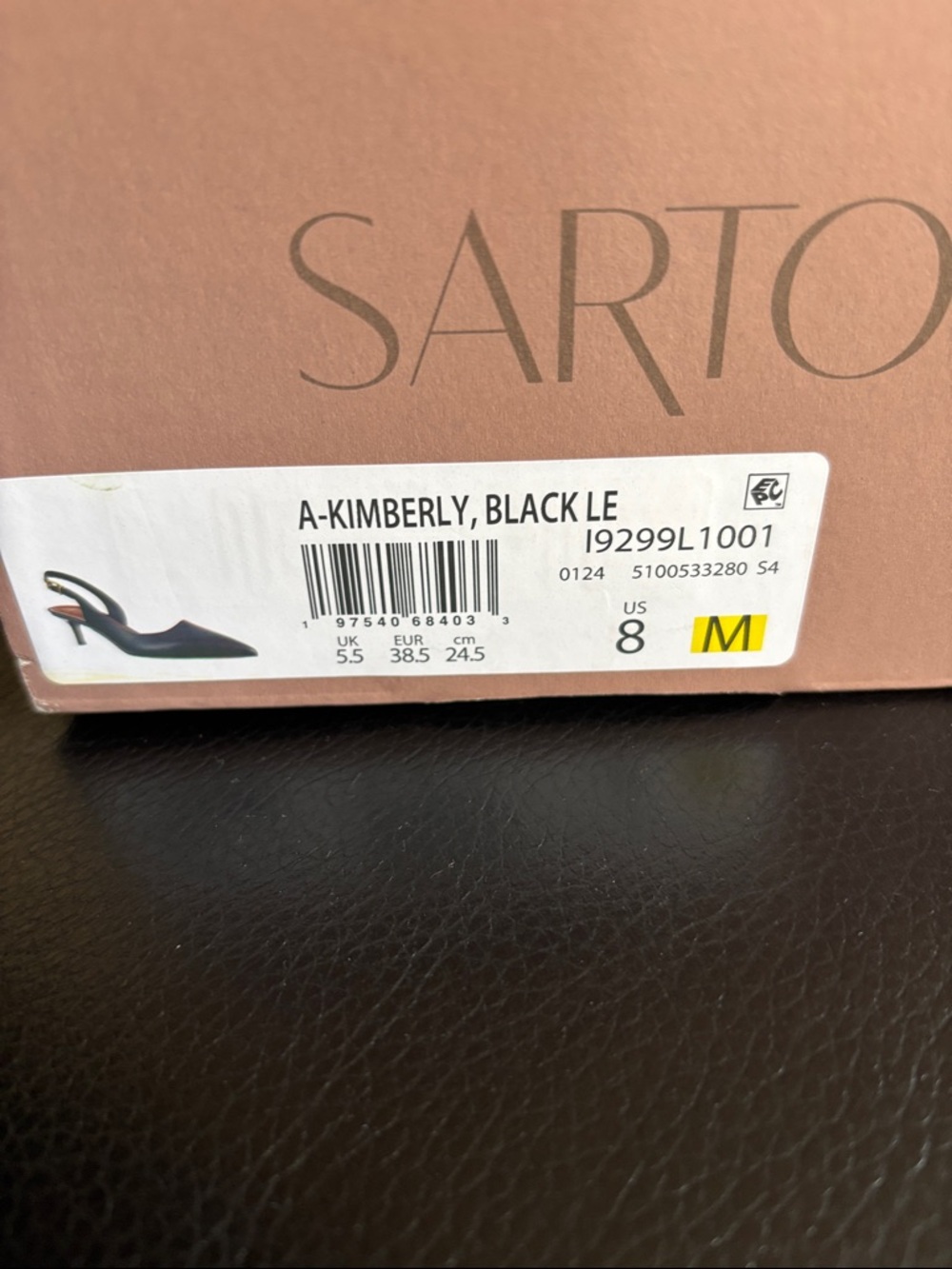 SARTO By Franco Sarto Black Pointed Slingback Heels with Gold Buckle - Picture 4 of 4